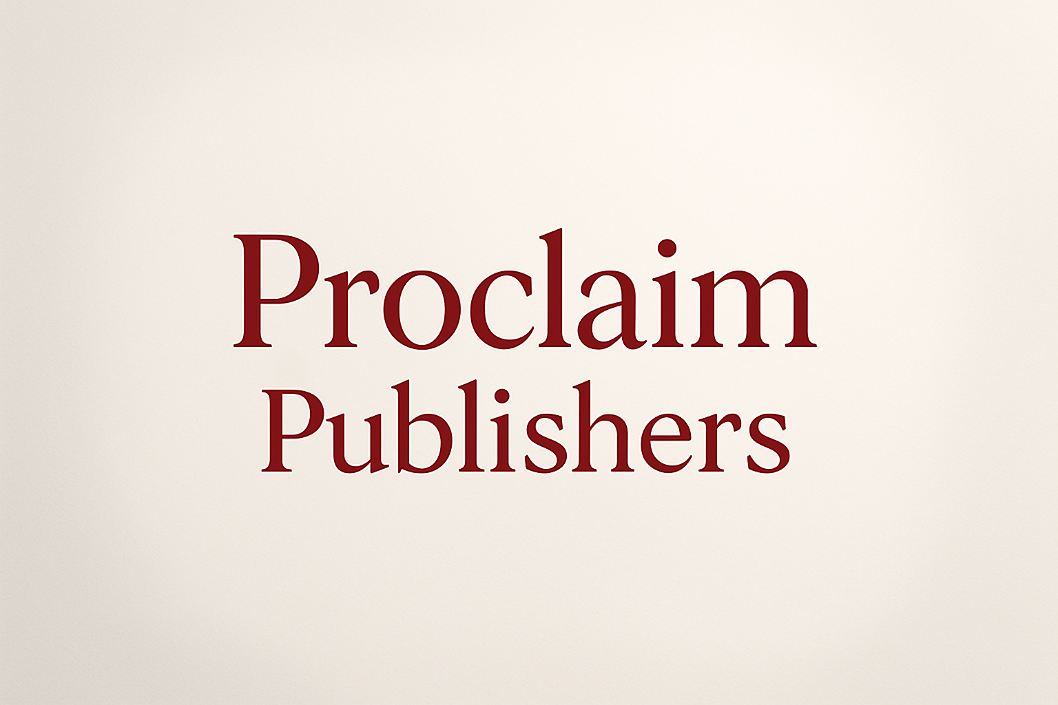 proclaim publishers in red with soft background \